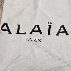 Alaia Paris Canvas Drawstring Dust Bags Set of 2 Cream Black Logo 13.5x8.25